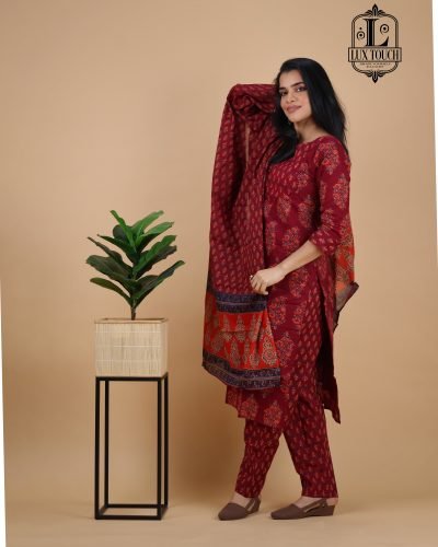 COTTON PRINTED SUIT SET WITH DUPATTA